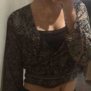 Black Paisley Wrap Blouse purchased in Greece!